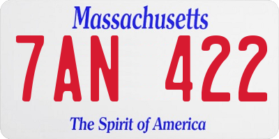 MA license plate 7AN422