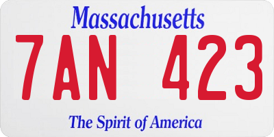 MA license plate 7AN423