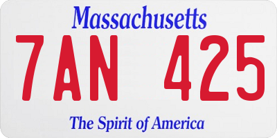 MA license plate 7AN425