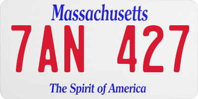 MA license plate 7AN427