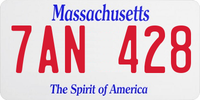 MA license plate 7AN428