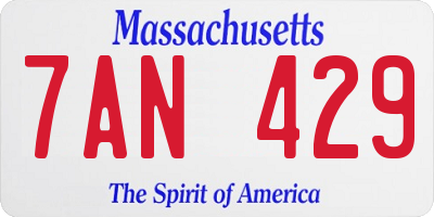 MA license plate 7AN429