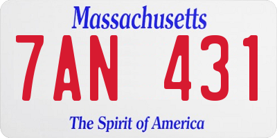 MA license plate 7AN431