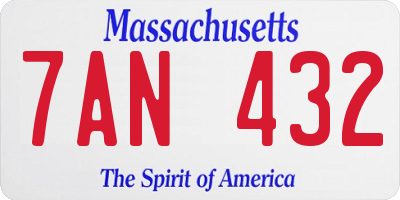 MA license plate 7AN432