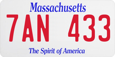 MA license plate 7AN433