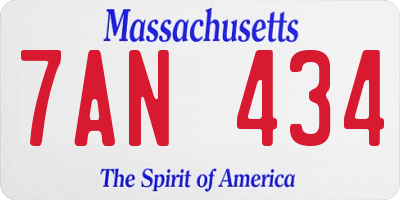 MA license plate 7AN434