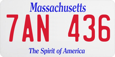 MA license plate 7AN436