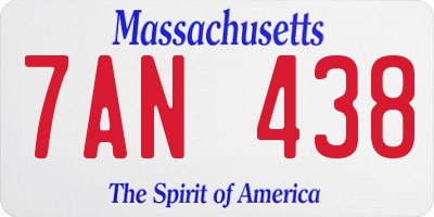 MA license plate 7AN438