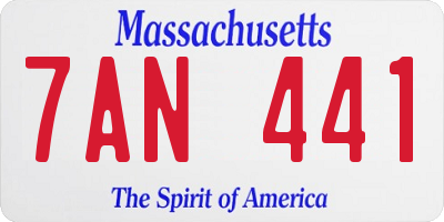 MA license plate 7AN441