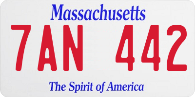 MA license plate 7AN442