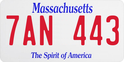 MA license plate 7AN443