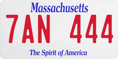 MA license plate 7AN444