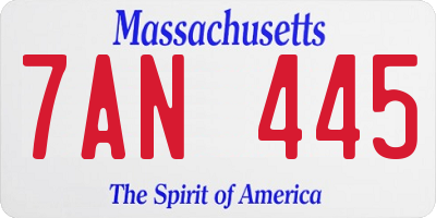 MA license plate 7AN445