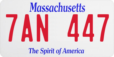 MA license plate 7AN447