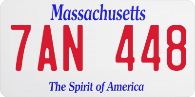 MA license plate 7AN448