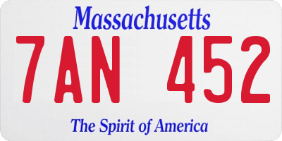 MA license plate 7AN452