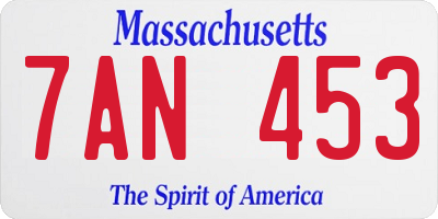 MA license plate 7AN453