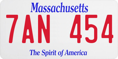 MA license plate 7AN454