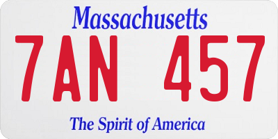 MA license plate 7AN457