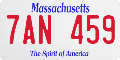 MA license plate 7AN459