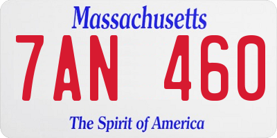 MA license plate 7AN460