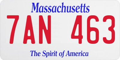 MA license plate 7AN463