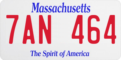 MA license plate 7AN464