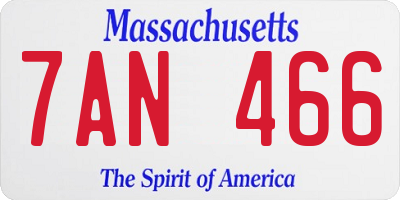 MA license plate 7AN466