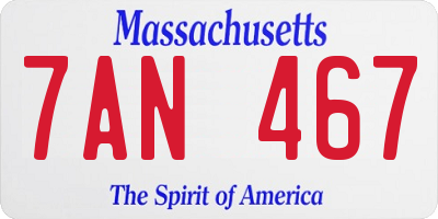 MA license plate 7AN467