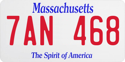 MA license plate 7AN468