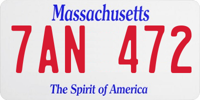 MA license plate 7AN472