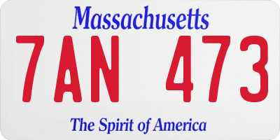 MA license plate 7AN473