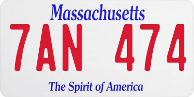 MA license plate 7AN474