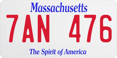 MA license plate 7AN476