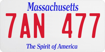 MA license plate 7AN477