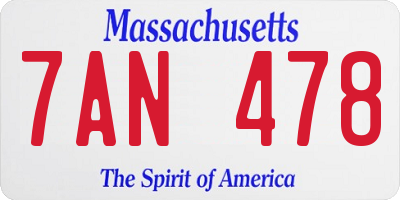 MA license plate 7AN478