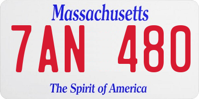 MA license plate 7AN480