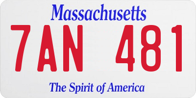 MA license plate 7AN481