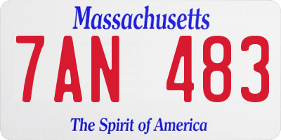 MA license plate 7AN483