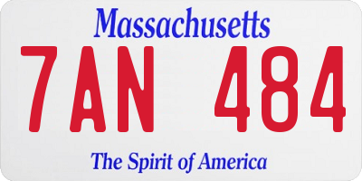 MA license plate 7AN484