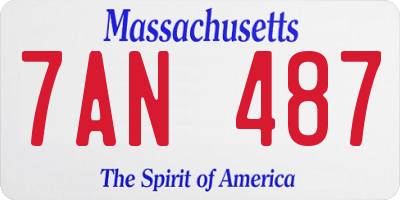 MA license plate 7AN487