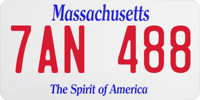 MA license plate 7AN488
