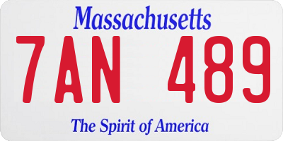MA license plate 7AN489