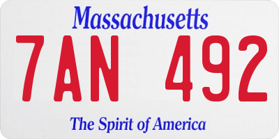 MA license plate 7AN492