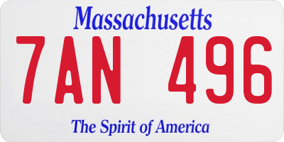 MA license plate 7AN496