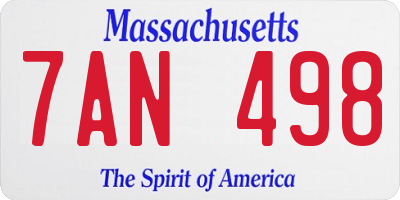 MA license plate 7AN498