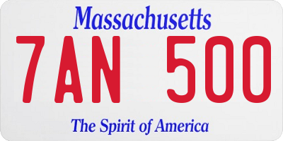 MA license plate 7AN500