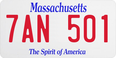 MA license plate 7AN501