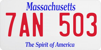MA license plate 7AN503