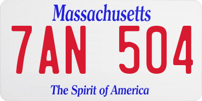 MA license plate 7AN504